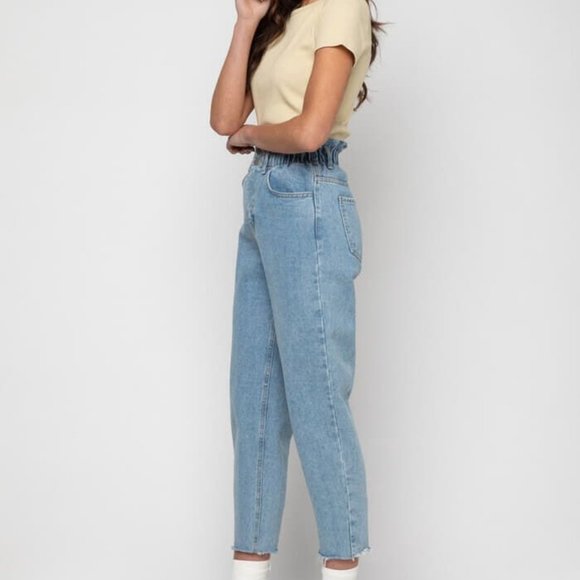 Oak & Fort PAPERBAG WAIST high rise elastic waist jeans size M - Picture 1 of 7